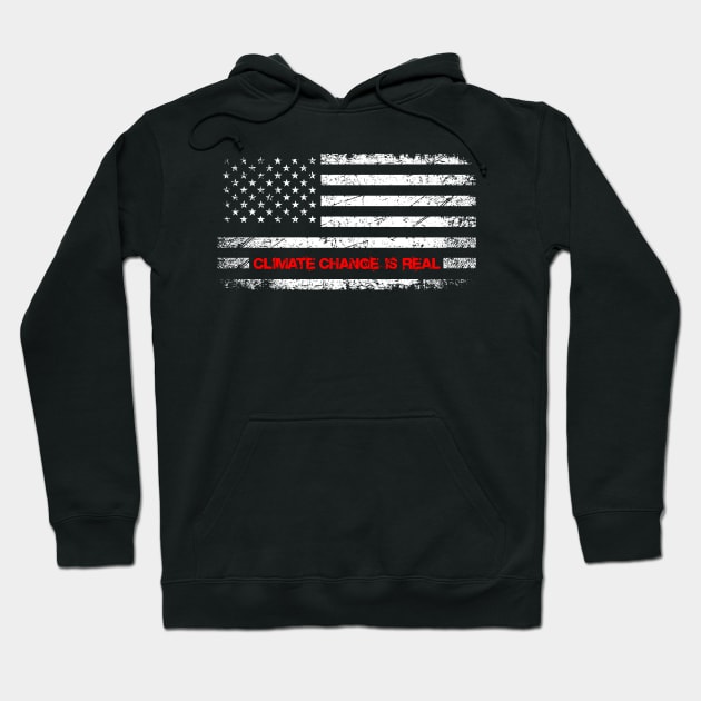 Climate Change Is Real Vote Illustration American Flag distressed style gift Hoodie by star trek fanart and more